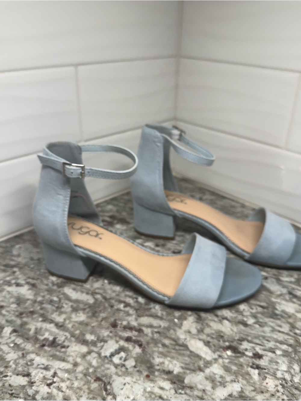 Vigotti Light Blue Ankle-Strap Block Heels